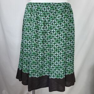 Lane Bryant Green Brown SKIRT Womens Plus Size 22/24 Linen Blend Lined Pull On